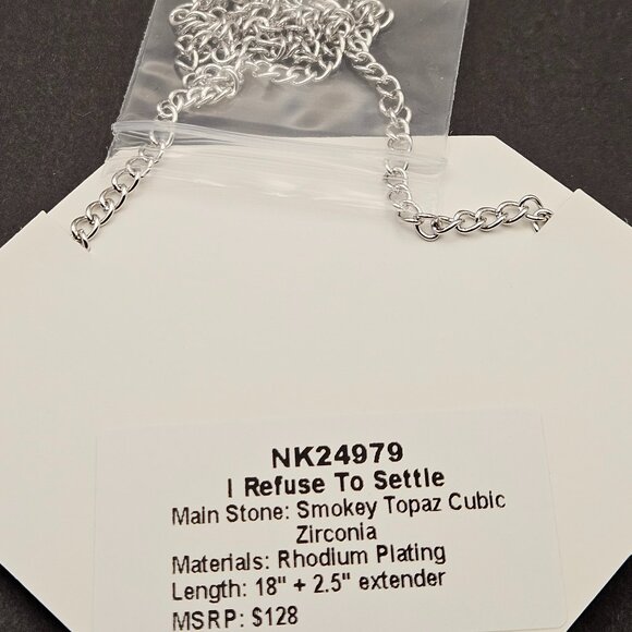 Bomb Party NK24979 "I Refuse To Settle" Smokey Topaz Cubic Zirconia - Picture 3 of 4